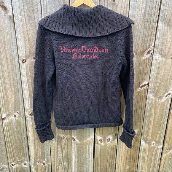 Harley Davidson Knit Zip Up Cardigan Sweater - Picture 2 of 6
